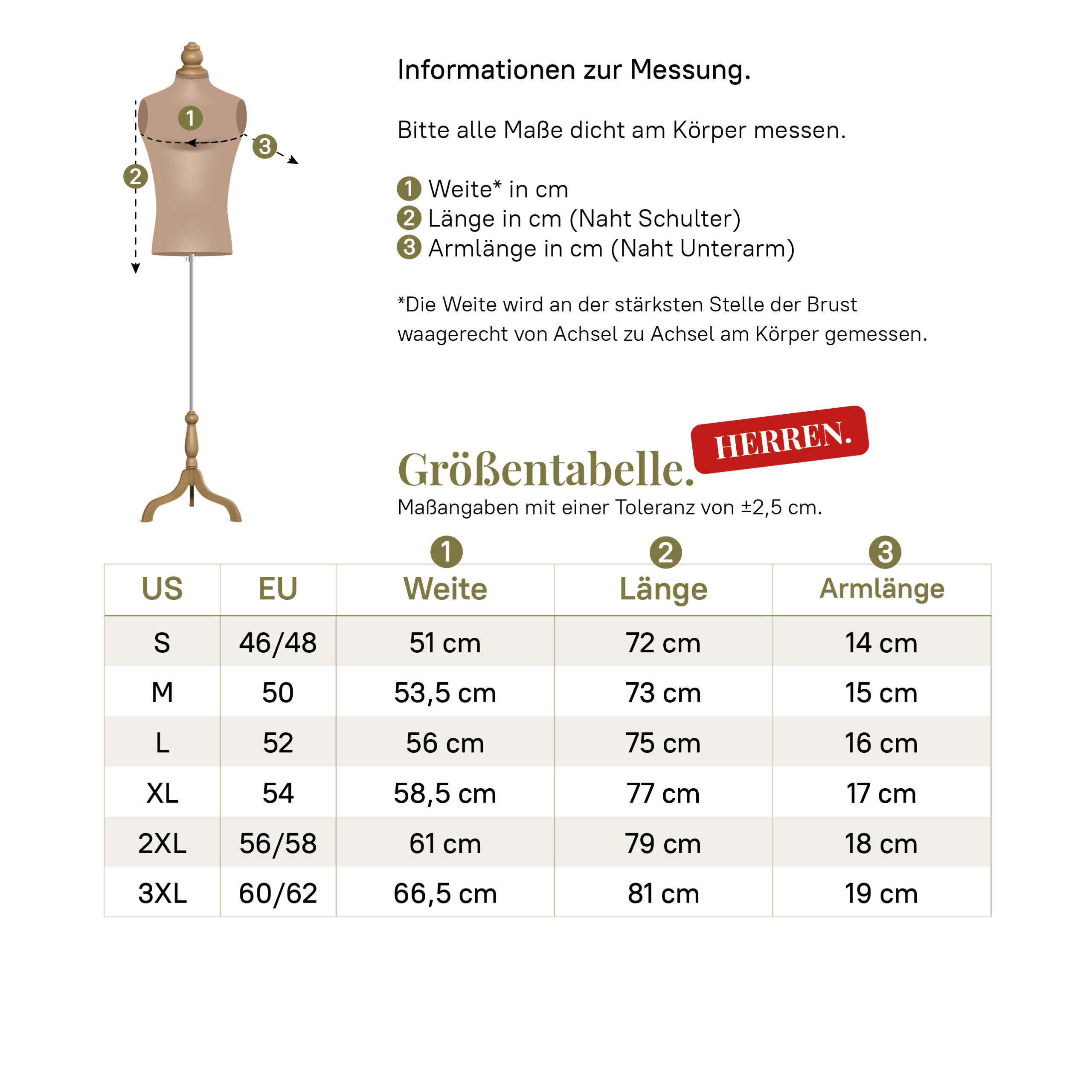 T-Hemd "Ewiger Bund" Größentabelle